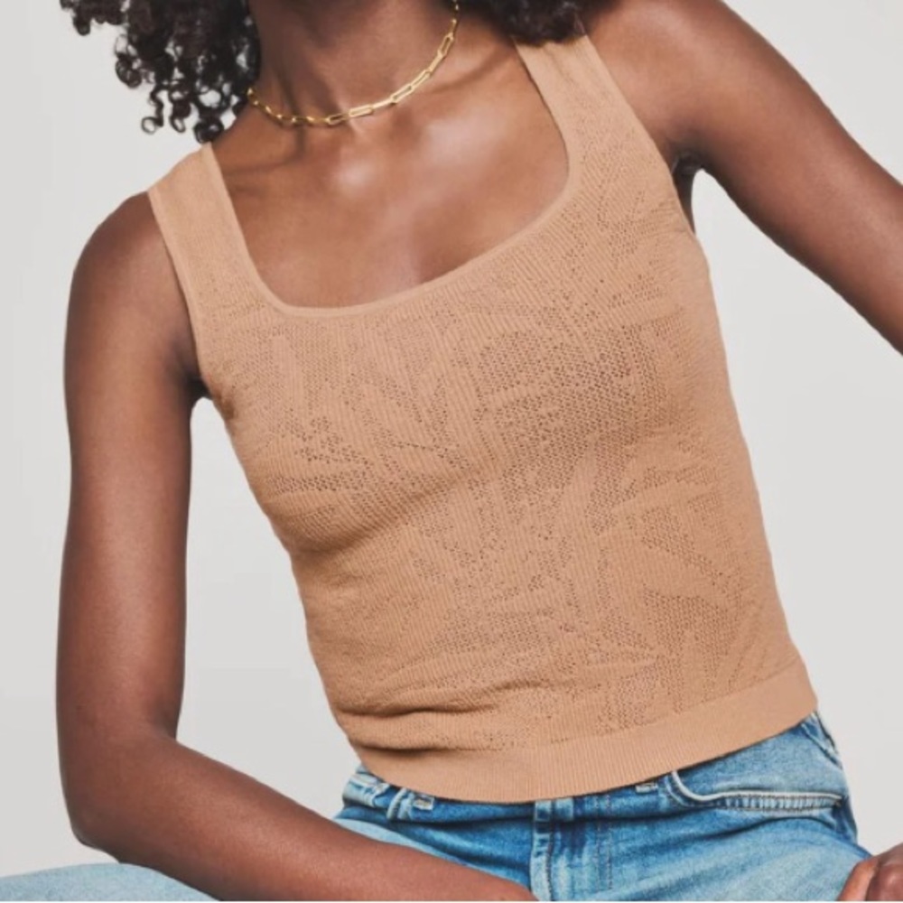 Splendid palm print pointelle tank top, caramel size S